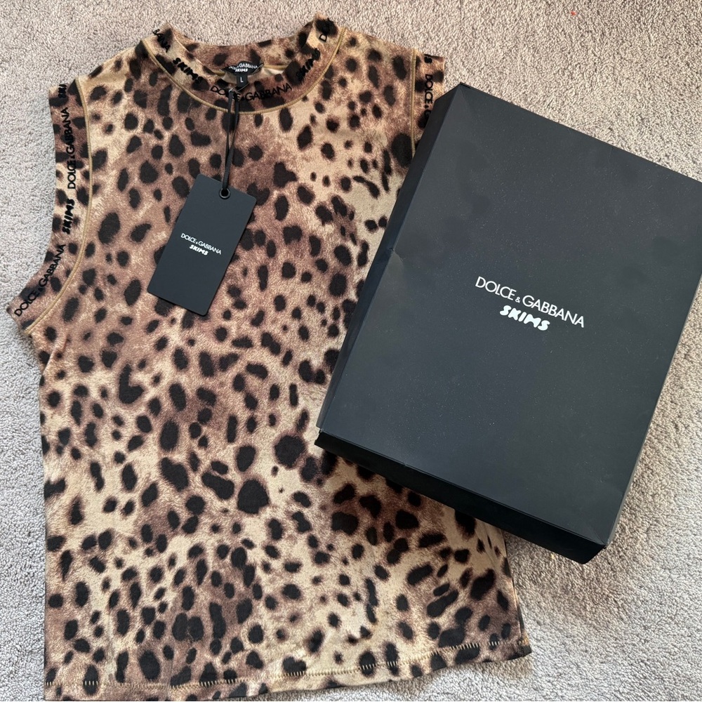Dolce & Gabbana Leopard Print Sleeveless Tank Top - Brown & Black